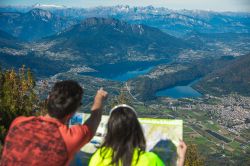 Vista dall'alto della Valsugana e della zona di Levico Terme in Trentino