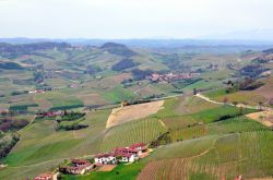 Vista dall'alto delle colline di La Morra, Cuneo, Piemonte
