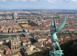 Vista di Lione dall'alto del Fourvière, Francia.
