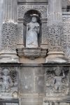 Un particolare della facciata della Iglesia de San Pedro y San Pablo nel centro storico di Zacatlán. La chiesa si trova proprio di fronte all'ex-convento francescano edificato nel ...