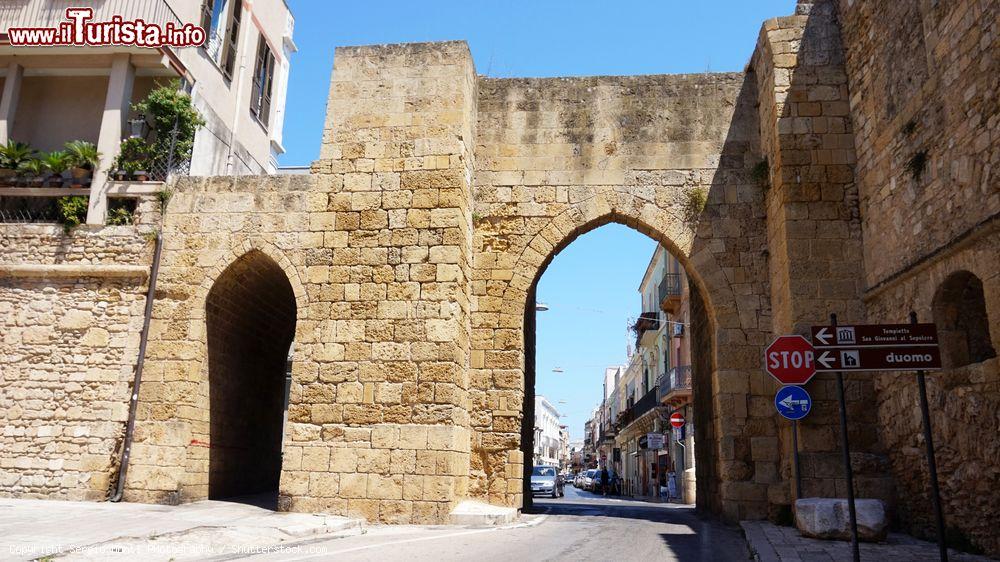 Immagine Porta Mesagne a Brindisi, Puglia. Si tratta della più antica porta d'ingresso della città: risale al 1243 quando l'imperatore Federico II° di Svevia volle l'elevazione di una porta trionfale come ingresso principale al centro urbano - © Sergio Monti Photography / Shutterstock.com