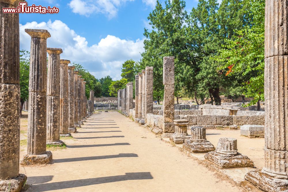 Immagine Rovine nell'antica Olympia, Grecia. Questa località era incastonata in una valle lungo il corso del fiume Alfeo, nell'Elide.