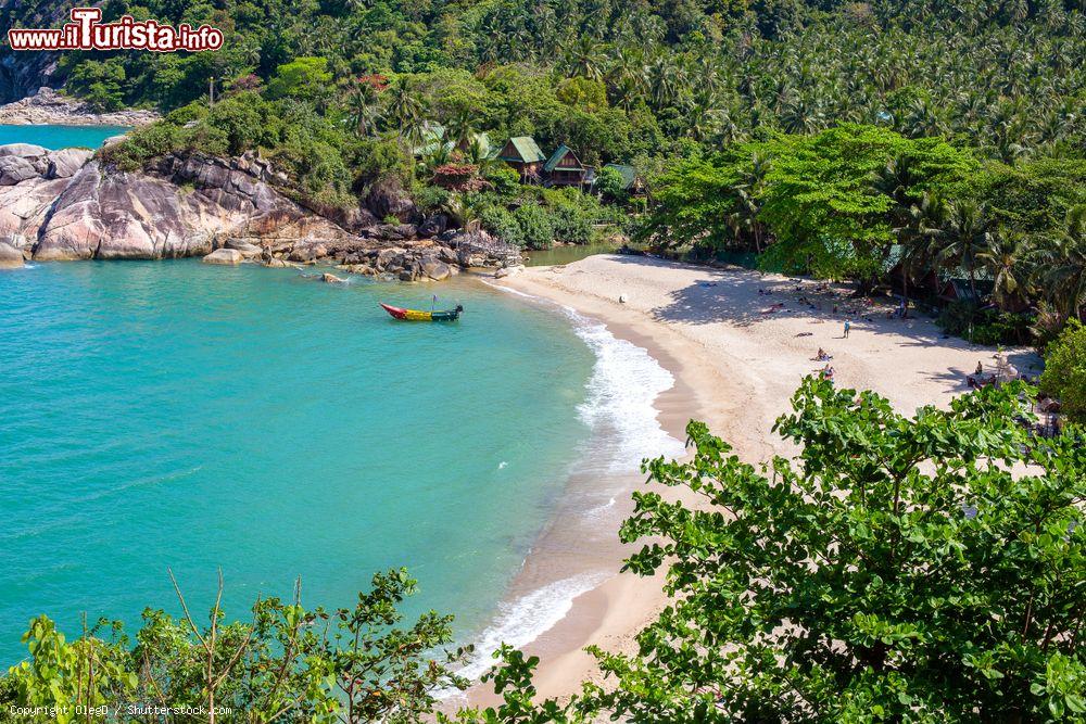 Immagine Uno scorcio della spiaggia di Than Sadet con le onde che s'infrangono sulla sabbia, Koh Pha Ngan. L'isola è ormai una celebre destinazione turistica - © OlegD / Shutterstock.com