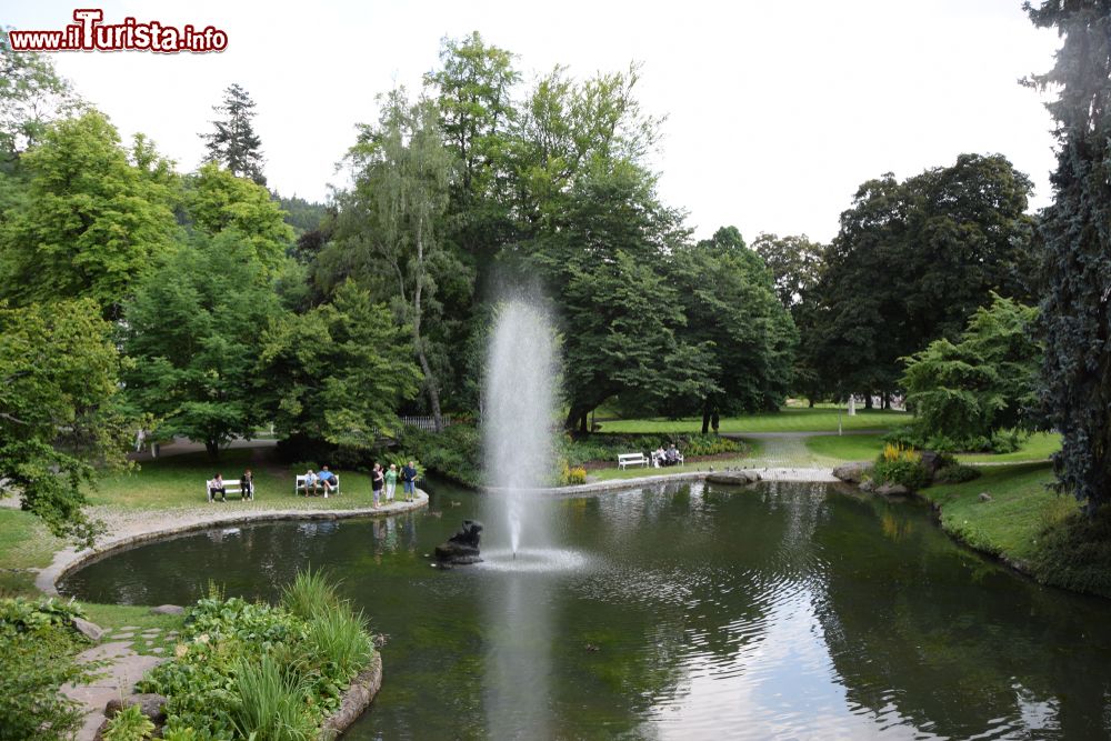 Immagine Scorcio di un parco verde con fontana nella città di Marianske Lazne, Repubblica Ceca.