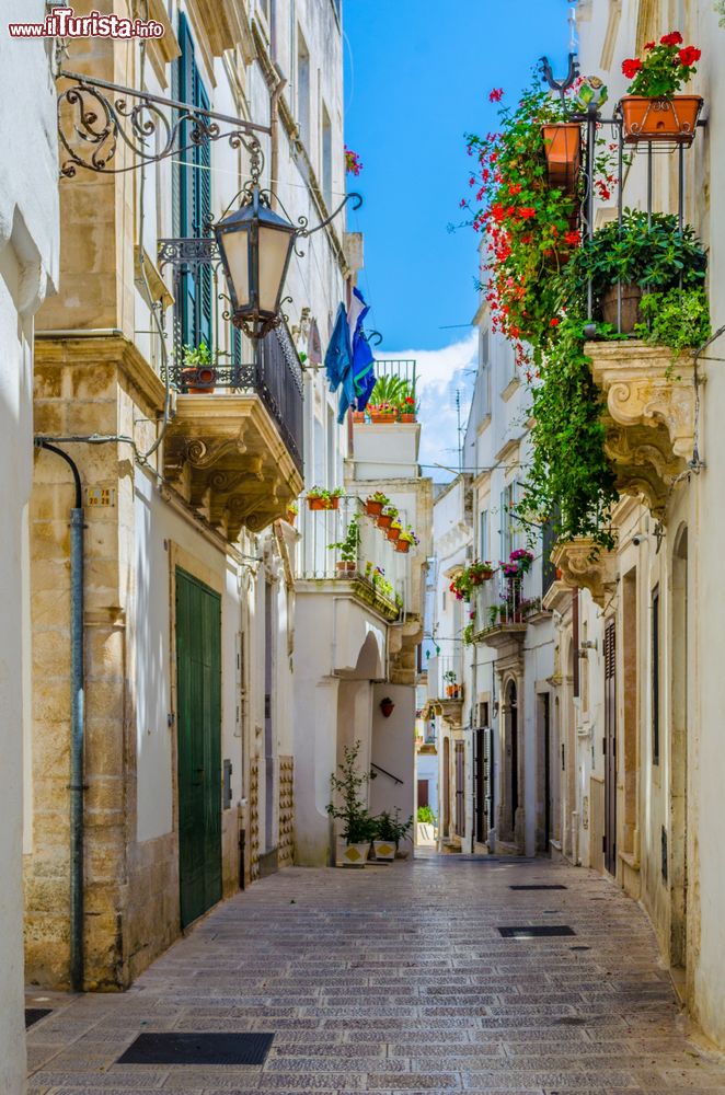 Immagine Scorcio panoramico di una viuzza nella città pugliese di Martina Franca. Fra le località più popolese della provincia tarantina, Martina Franca è un crogiolo di arte e cultura.