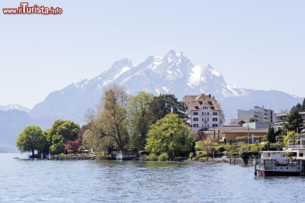 Immagine Scorcio panoramico di Weggis, Svizzera. Questa piccola e graziosa stazione di villeggiatura si trova a 435 metri di altitudine sulle rive del Lago dei Quattro Cantoni e ai piedi della famosa Rigi - © marekusz / Shutterstock.com