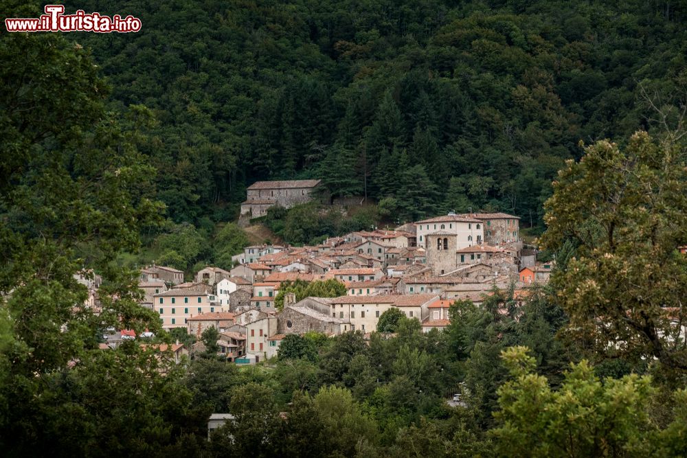 Immagine Veduta panoramica del villaggio storico di Montieri in provincia di Grosseto, Toscana