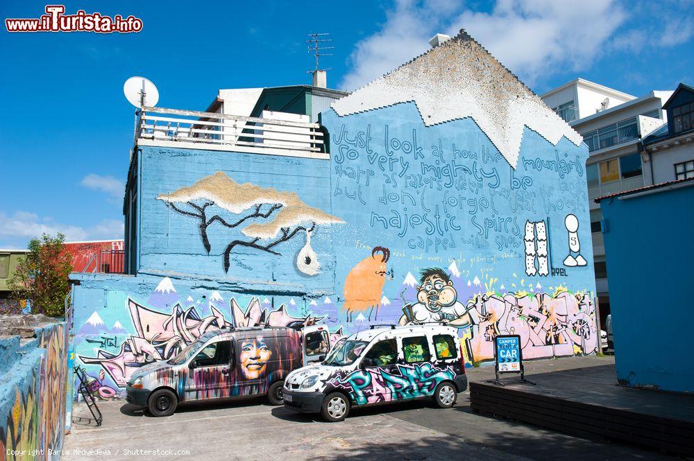 Immagine Simpatici murales e auto a noleggio decorate con graffiti, Reykjavik (Islanda) - © Daria Medvedeva / Shutterstock.com