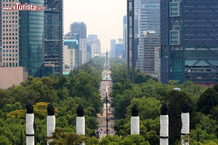 Immagine La skyline di Città del Messico lungo il Paseo de la Reforma, viisto dal castello di Chapultepec. Al centro si distingue la colonna del Monumento a la Independencia, comunemente detto El Ángel  - foto © Chepe Nicoli / Shutterstock.com