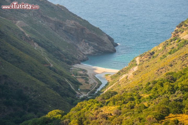 Immagine Spiaggia di Agios Dimitrios nel sud di Eubea, Grecia - Bagnato dal Mar Egeo, questo tratto di costa dell'isola di Eubea ha acqua turchese e ciottoli bianchi. Perfetta per chi desidera farvi campeggio, questa spiaggia è però di difficile accesso per via della strada sterrata di circa 2 chilometri da percorrere per arrivarvi © Dimitrios Koralis / Shutterstock.com