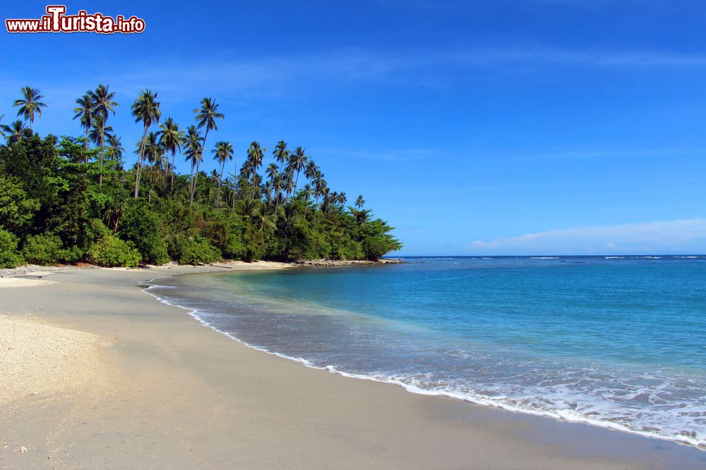 Immagine Spiaggia tropicale nei pressi di Honiara, isole Solomone. Cittadina dinamica e coinvolgente, Honiara è immersa in uno scenario equatoriale dagli scorci spettacolari.