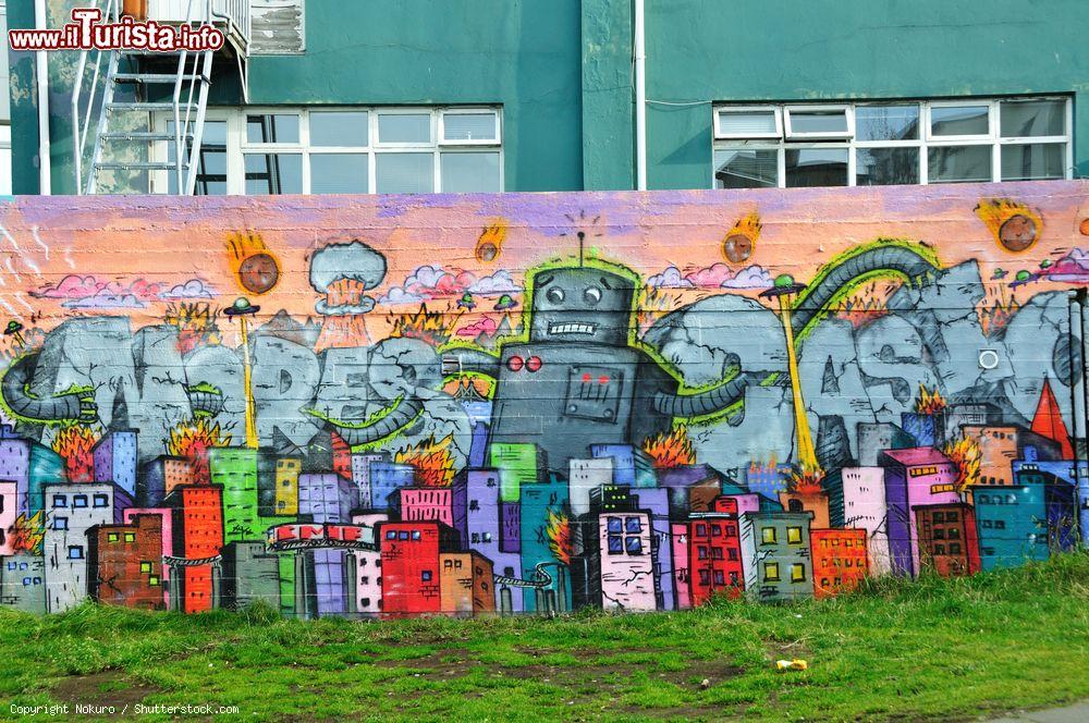 Immagine Street art sui muri del centro cittadino di Reykjavik, capitale dell'Islanda - © Nokuro / Shutterstock.com