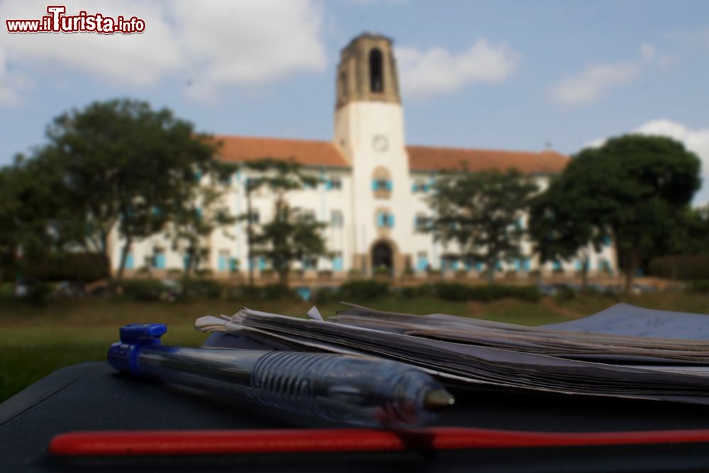 Immagine Studiando davanti alla Torre d'Avorio alla Makerere University di Kampala, Uganda.