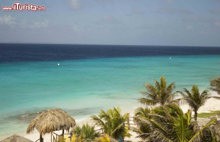 Immagine Una suggestiva spiaggia a Klein Curacao vista dall'alto. Questa piccola isola disabitata situata a sud-est di Curacao è famosa per le sue grotte subacquee e i coralli. 