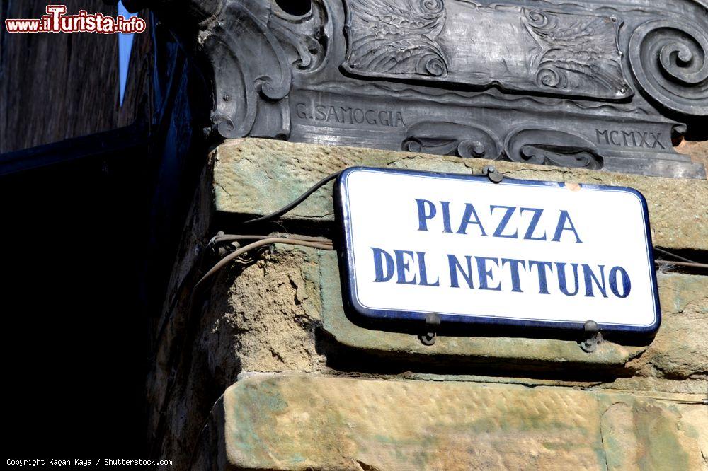 Immagine Targa stradale per Piazza del Nettuno nel centro di Bologna, Emilia-Romagna - © Kagan Kaya / Shutterstock.com