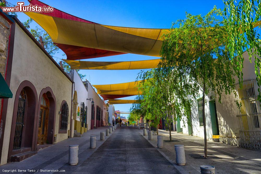 Immagine Teli di copertura fra edifici per ombreggiare la strada nel Barrio Antiguo di Monterrey, Messico - © Barna Tanko / Shutterstock.com