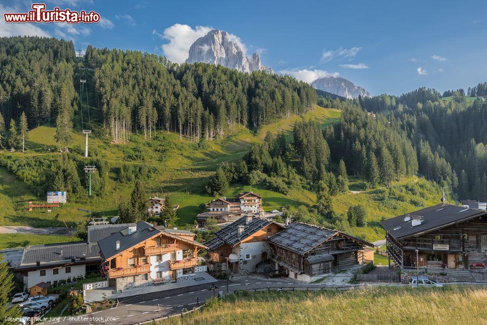 Immagine Tipiche case in legno nel villaggio di Santa Cristina, Val Gardena, Trentino Alto Adige - © MoLarjung / Shutterstock.com
