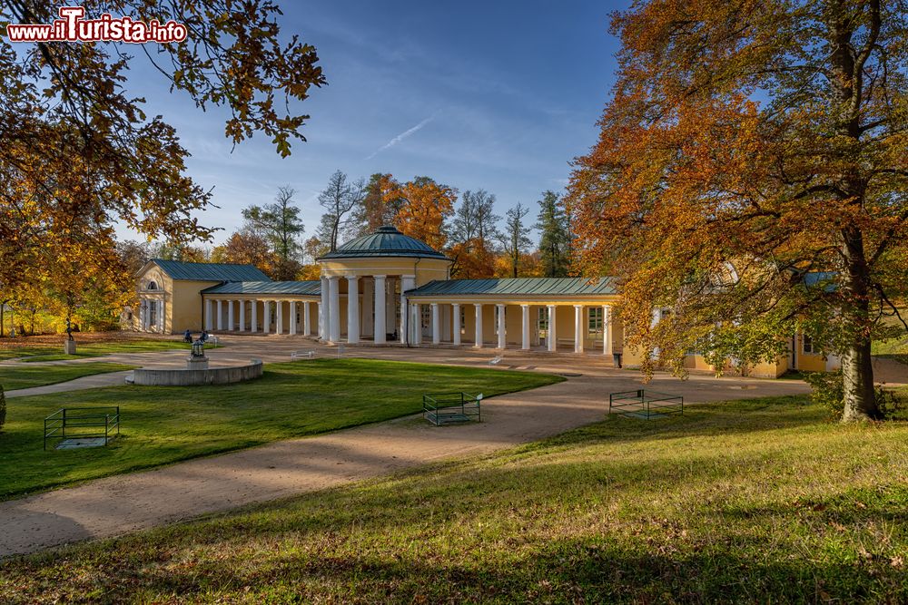 Immagine Un colonnato termale a Marianske Lazne e il parco con i colori dell'autunno in Repubblica Ceca