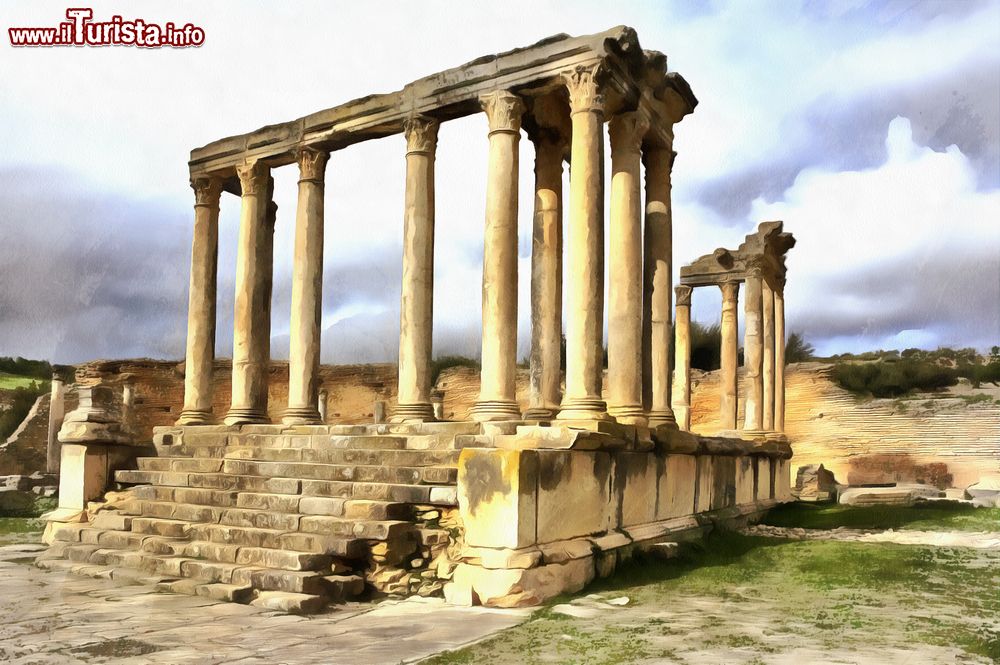 Immagine Un dipinto del tempio di Giunone nel sito archeologico di Dougga, Tunisia.