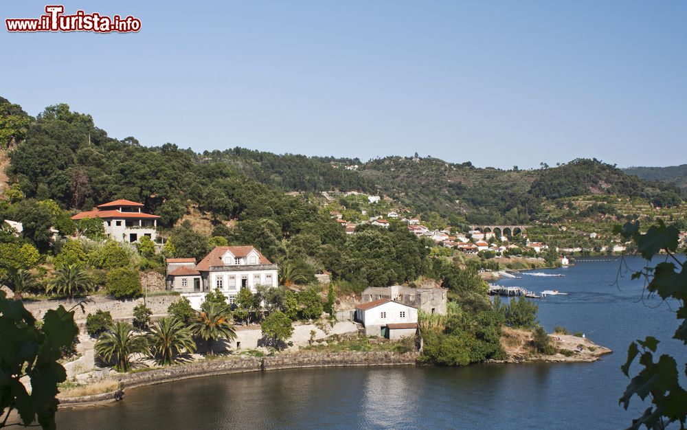 Immagine Un suggestivo panorama del villaggio costiero di Pala, nella valle del fiume Douro, nei pressi di resende, Portogallo.