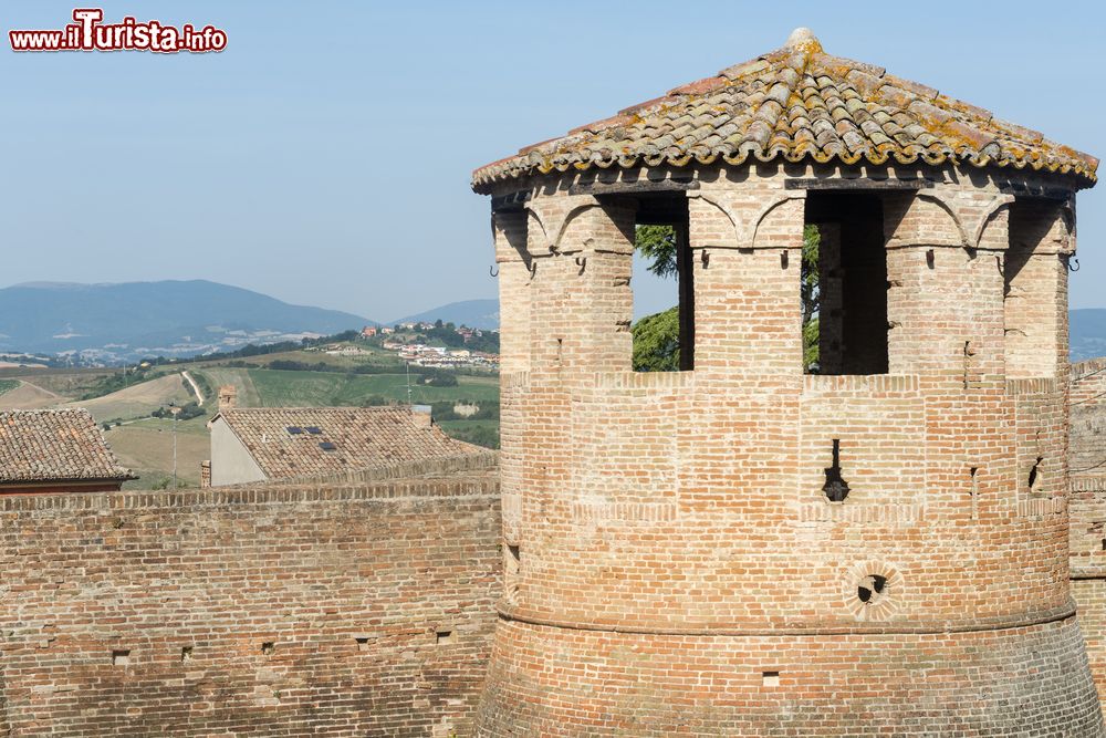 Immagine Un tratto delle mura medievali del borgo di Mondavio, provincia di Pesaro-Urbino (Marche) con la luce del mattino.