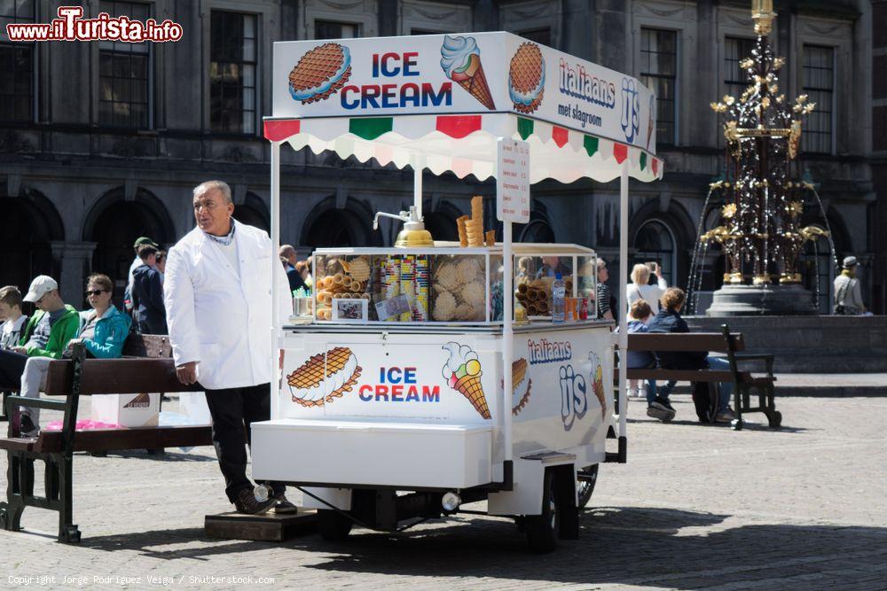 Immagine Un uomo con il carretto dei gelati nel quartiere di Binnenhof a L'Aia, Olanda - © Jorge Rodriguez Veiga / Shutterstock.com