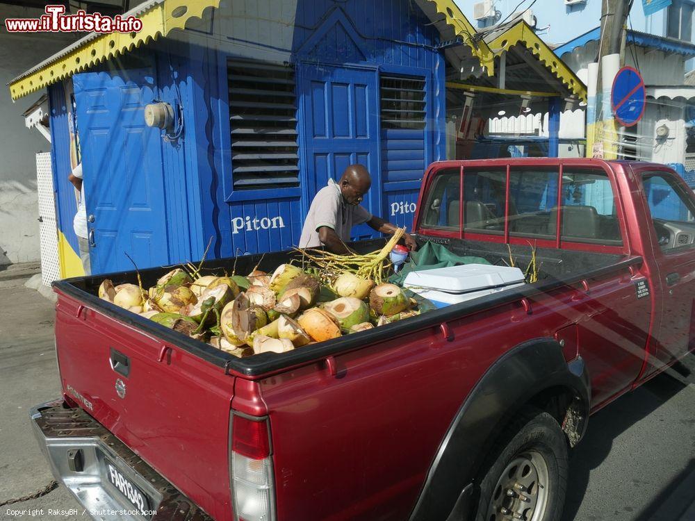 Immagine Un venditore di noci da Cocco a Castries capitale di Saint Lucia, Caraibi  - © RaksyBH / Shutterstock.com