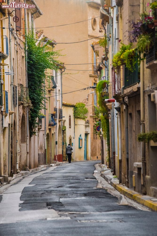 Immagine Un vicoletto del centro storico di Pezenas, Francia: qui si affacciano le strette case dai toni pastello.