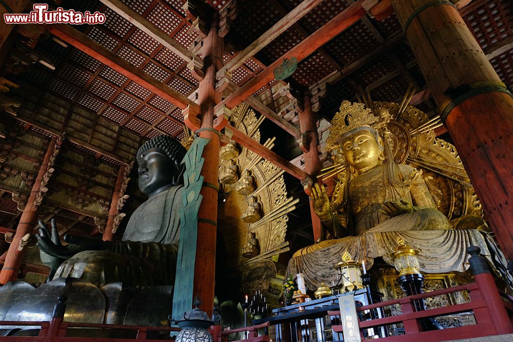 Immagine Una statua gigante del Buddha in un tempio della città di Nara, Giappone.