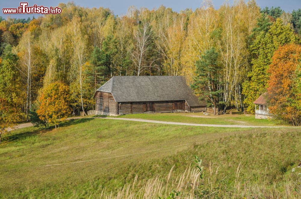 Immagine Una veduta autunnale del museo etnografico all'aperto a Kaunas (Rumsiskes), Lituania. Fondato nel 1966, venne aperto al pubblico solo nel 1974. Su circa 180 ettari di terreno sono stati riassemblati 140 edifici costruiti secondo la tradizionale architettura lituana.