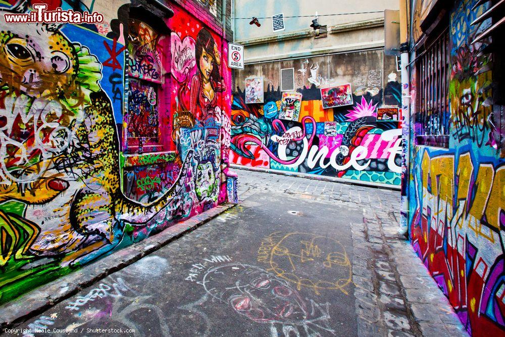 Immagine Una via di Melbourne, stato di Victoria, con graffiti sui muri dei palazzi (Australia) - © Neale Cousland / Shutterstock.com