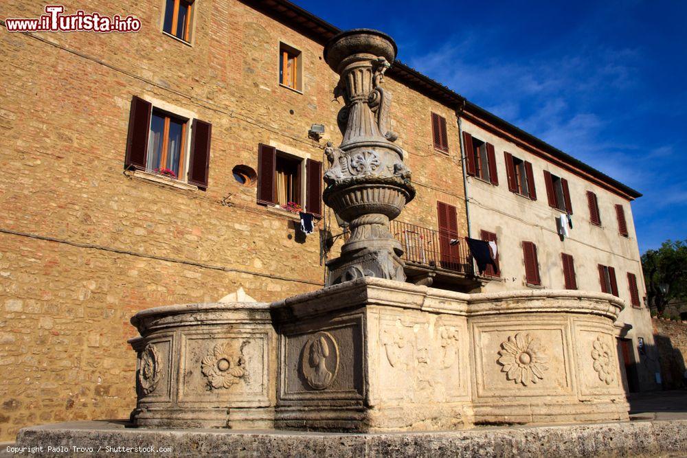 Immagine Un'antica fontana decorata nel centro di Asciano (Siena), Toscana - © Paolo Trovo / Shutterstock.com