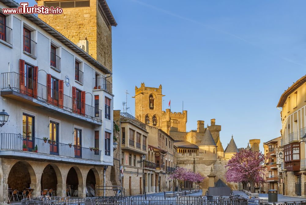 Immagine Uno scorcio del centro di Olite, Spagna, con il Palazzo Reale sullo sfondo.