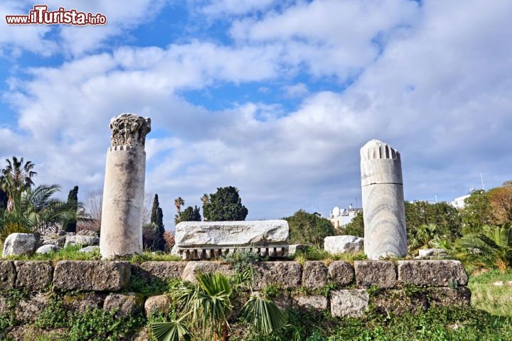 Immagine Uno scorcio del santuario di Afrodite sull'isola di Kos, Grecia. Questo tempio doppio di ordine corinzio è stato dedicato alla dea Afrodite nella sua funzione di divinità del mare. Purtroppo rimangono solo frammenti di due colonne e i propilei - © konphotoworld / Shutterstock.com