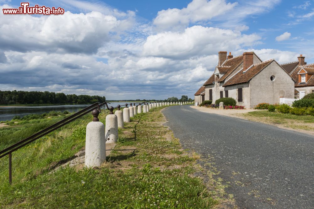 Immagine Uno scorcio della cittadina di Saint-Benoit-sur-Loire, Francia, con diga e case.