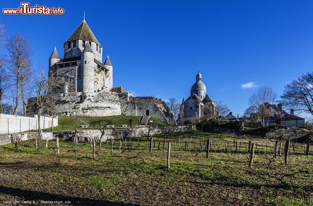 Immagine Uno scorcio della collegiata di Saint Quiriace a Provins con la Tour Cesar sullo sfondo, Francia. La chiesa in stile romanico risale al XII° secolo - © Jacky D / Shutterstock.com