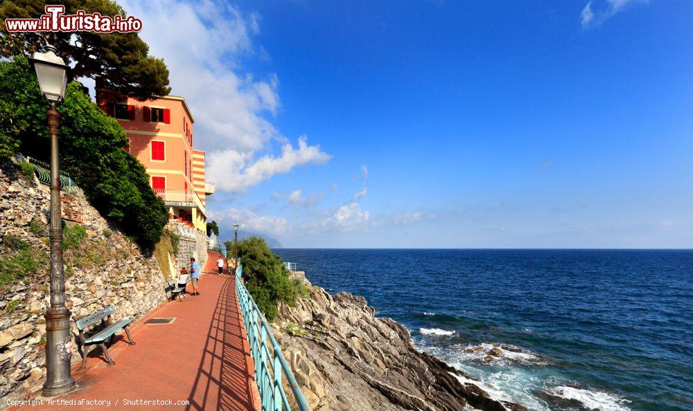Immagine Uno scorcio della passeggiata Anita Garibaldi a Nervi a Genova, Liguria. Parte dal porticciolo di Nervi e raggiunge l'antico scalo di Capolungo con una lunghezza totale di circa 2 km - © ArtMediaFactory / Shutterstock.com