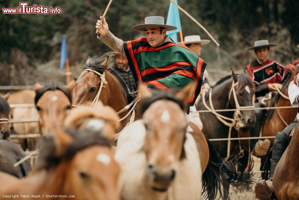 Immagine Un uomo cileno cavalca il suo cavallo durante una tradizionale manifestazione estiva a Pichilemu - © Pablo Rogat / Shutterstock.com