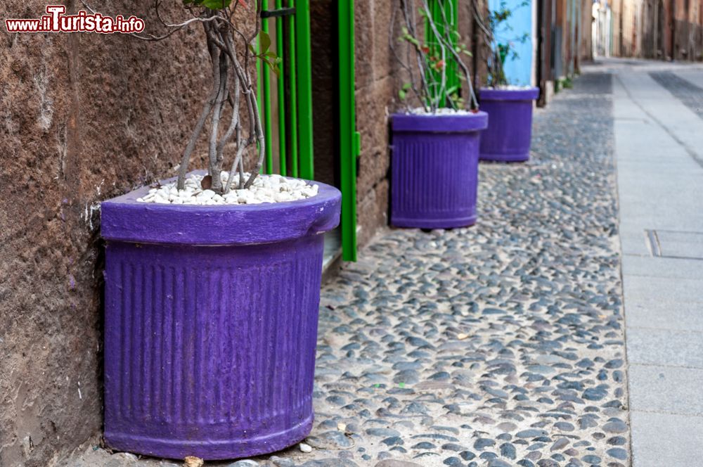 Immagine Vasi colorati in un vicolo di Sassari, Sardegna.