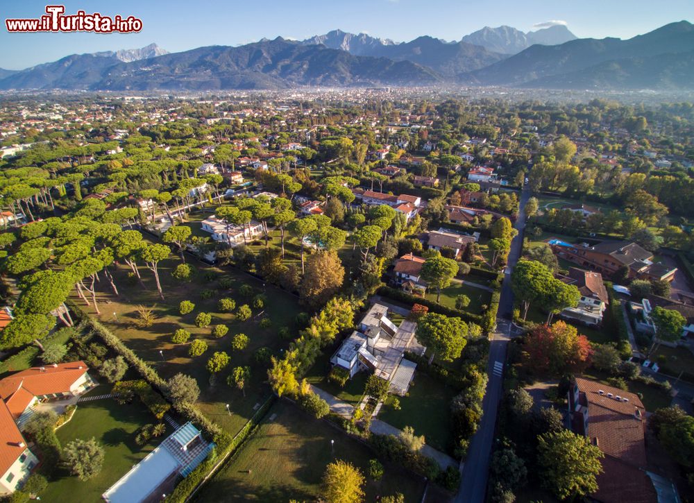 Immagine Veduta aerea della Versilia, da Forte dei Marmi verso Querceta, fino alle Alpi Apuane della Toscana - © federico neri / Shutterstock.com