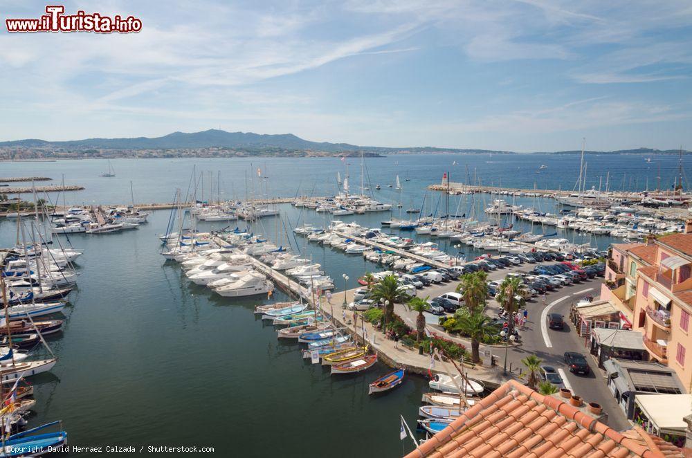 Immagine Veduta aerea di Sanary-sur-Mer, villaggio della costa Mediterranea in Francia. Ha saputo conservare il suo tipico carattere provenzale con le barche colorate, i pointus, ormeggiate al porto - © David Herraez Calzada / Shutterstock.com