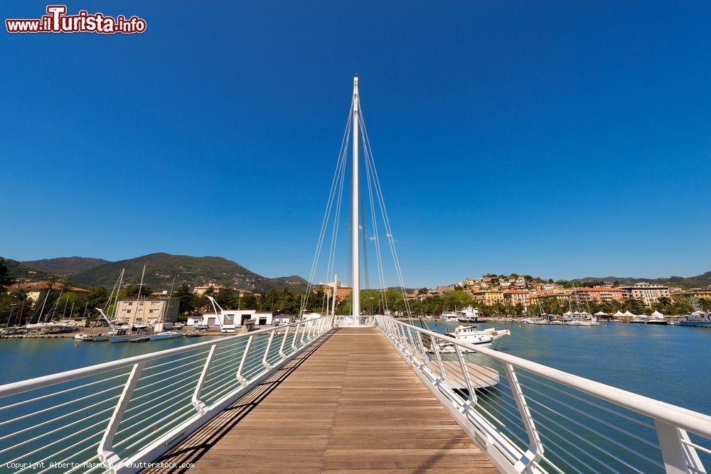 Immagine Veduta del porto di La Spezia dal ponte di Thaon Revel, Liguria. Questa struttura collega la passeggiata Morin al Porto Mirabello ampliando così la già lunga passeggiata a mare della città del golfo - © Alberto Masnovo / Shutterstock.com