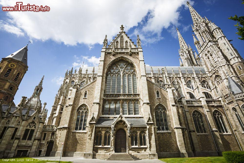 Immagine Veduta della cattedrale dei santi Pietro e Paolo a Ostenda, Belgio, con le due guglie finemente lavorate - © Luigi Saria / Shutterstock.com