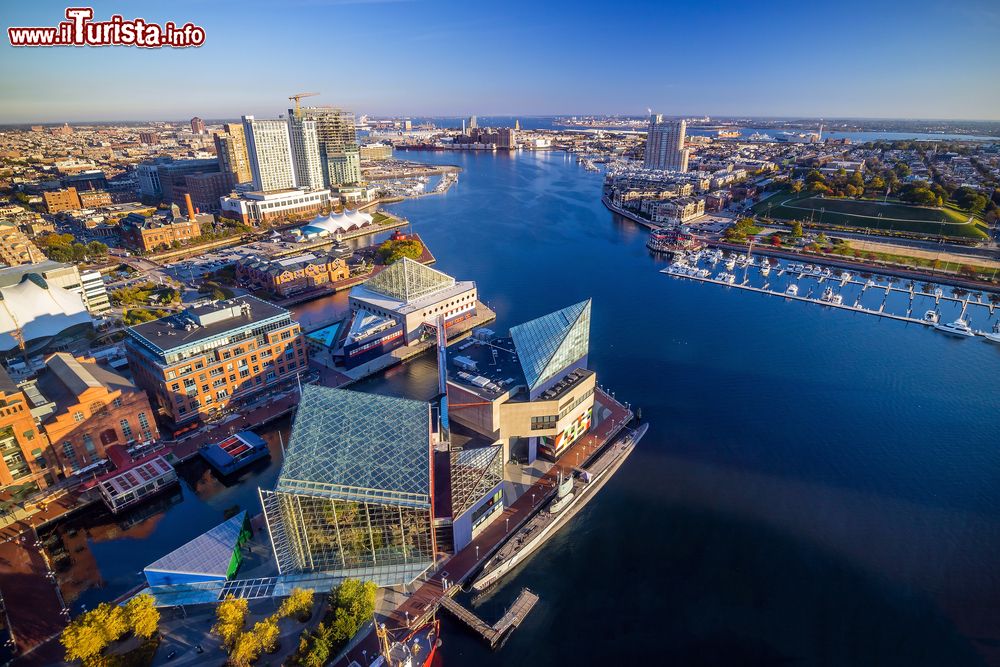 Immagine Veduta panoramica del porto di Baltimora, Maryland, dall'alto (Stati Uniti d'America).