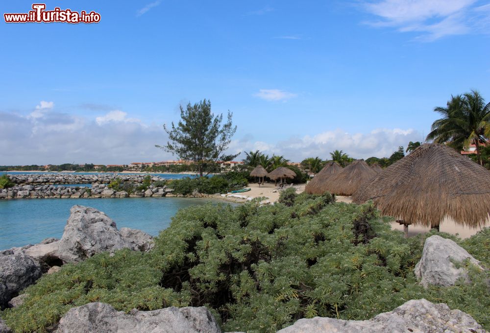 Immagine Veduta panoramica della costa caraibica di Puerto Aventuras, Quintana Roo, Messico. Questa località è situata al centro della Riviera Maya ad appena 30 minuti in auto da Tulum e a 20 da Playa del Carmen.