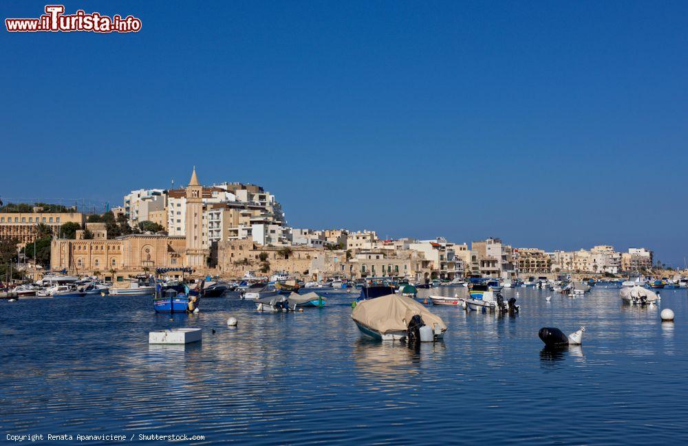 Immagine Veduta panoramica della costa di Marsascala (isola di Malta) con barche da pesca ormeggiate nel Mediterraneo - © Renata Apanaviciene / Shutterstock.com