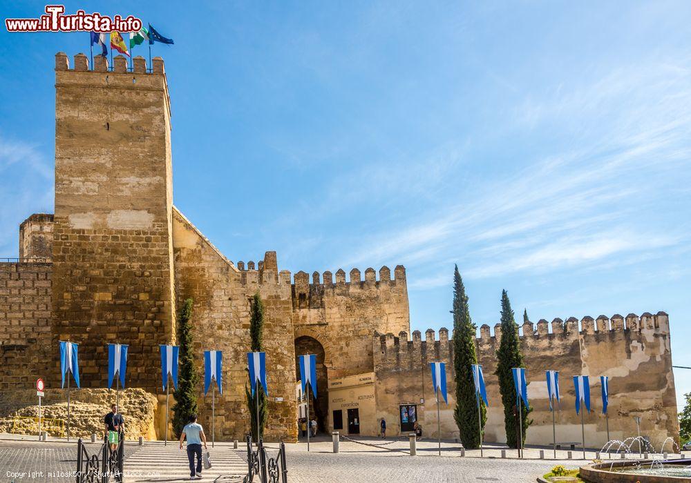 Immagine Veduta panoramica della Porta di Siviglia a Carmona, Spagna. E' una delle porte romane più importanti di tutta la Spagna ed è parte integrante delle mura che circondavano la cittadina - © milosk50 / Shutterstock.com