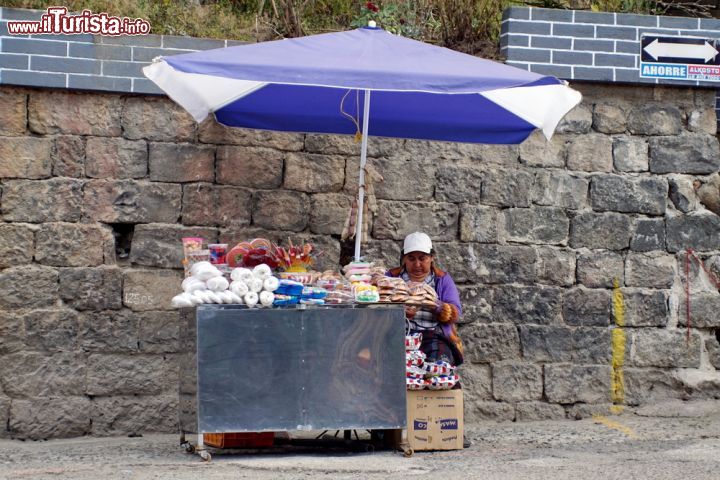 Immagine Las Lajas (Colombia): una venditrice ambulante con il suo carretto di dolciumi fuori dal Santuario de la Virgen del Rosario de Las Lajas, presso Ipiales - foto © Angela N Perryman / Shutterstock.com