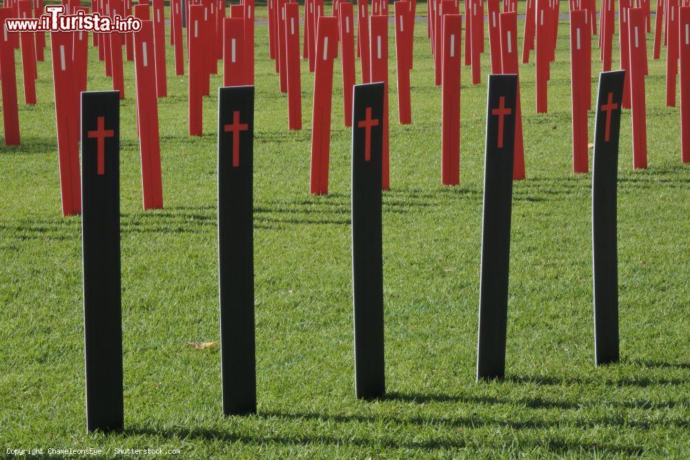 Immagine Victoria Square a Adelaide (Australia): centinaia di paletti in memoria delle persone che hanno perso la vita in incidenti stradali nello stato del sud Australia - © ChameleonsEye / Shutterstock.com