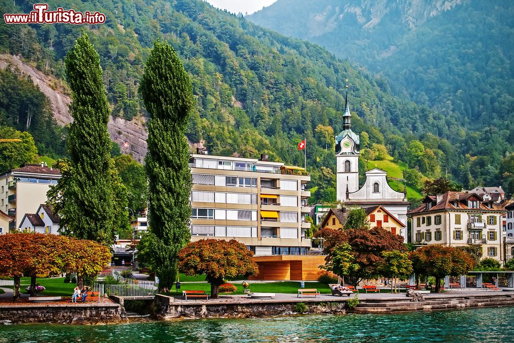 Immagine Vitznau vista dal lago di Lucerna, Svizzera.